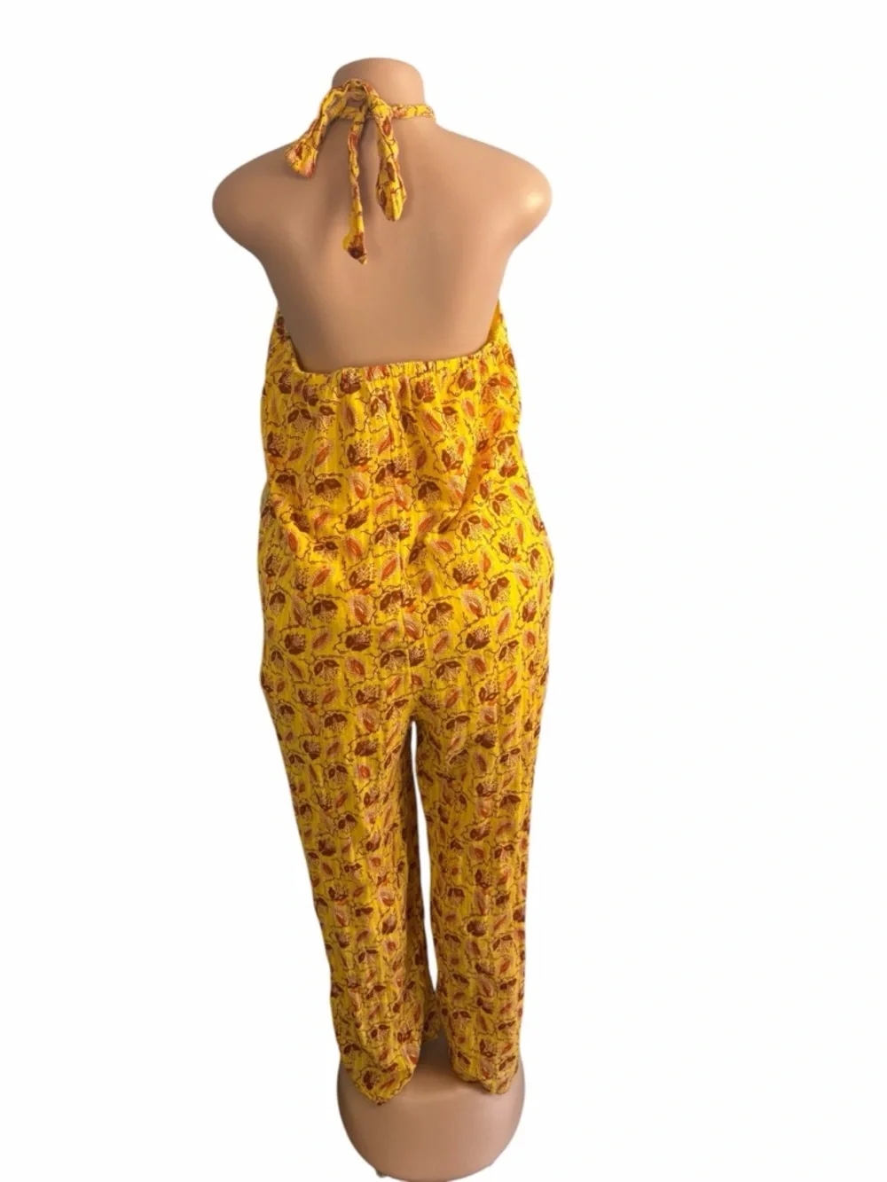 INC International Concepts Yellow Floral Printed Halter-Neck Jumpsuit